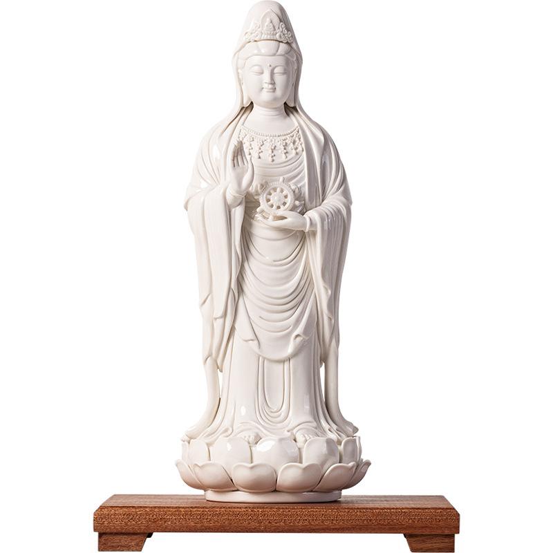Chinese feng shui ceramic Nanhai Guanyin Bodhisattva statue standing Figure, great Compassion and mercy Guanyin Bodhisattva whit