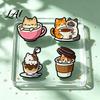 Kitten Lapel Pin Cartoon Coffee Cup Cat Brooch Enamle Pin Animal Theme Alloy Badge Clothing Accessories for Lovers Jackets Decorative Badge