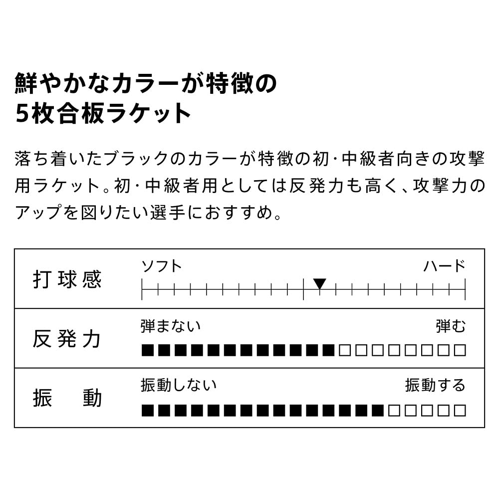 Victas Table Tennis Racket for Beginners and Intermediates Shakehand Attack Flare 310224 V-BLACK V-Black