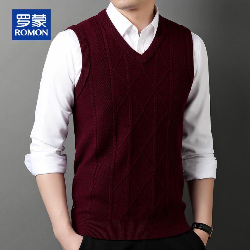ROMON Men's V-Neck Knitted Sweater Vest