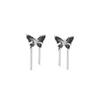 Sweet and spicy style~ black butterfly chain stud earrings women's light luxury high-end temperament earrings Korean niche personalized earrings