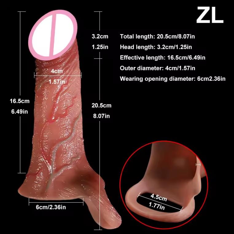 Men's Penis Enlargement Set Wolf Tooth Jj Set Meat Set Sleeve Reuseable Silicone Sex Toys Adult Toys Lock Sperm Ring Sex Toys