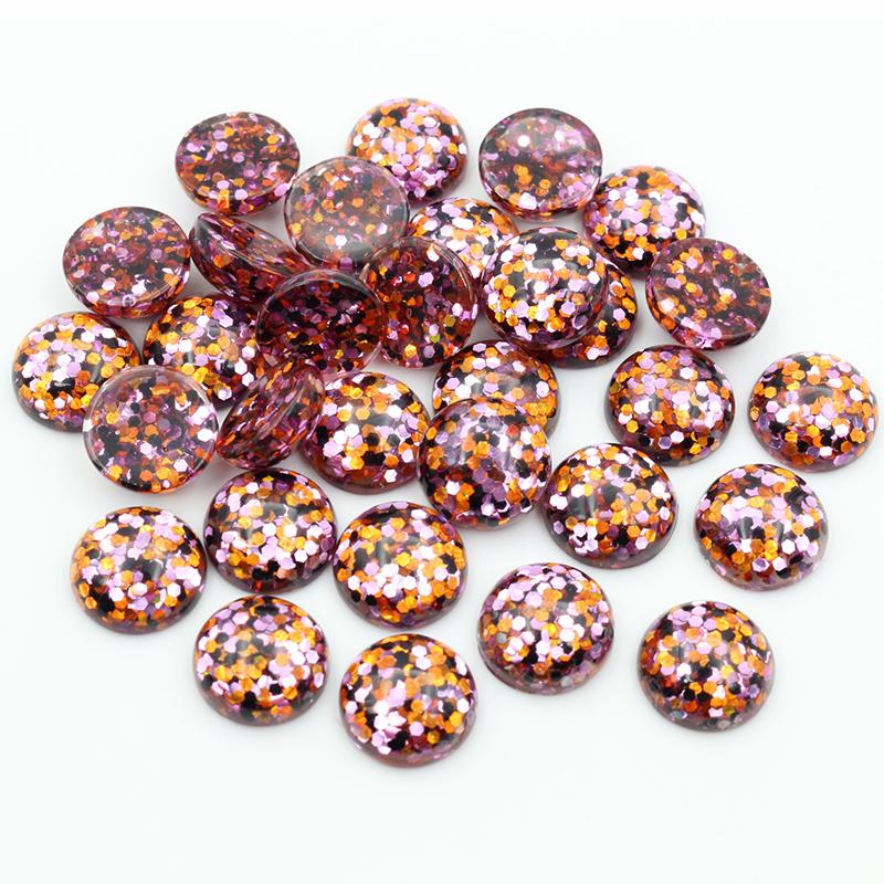 40pcs 12mm Resin Cabochons Dome Sequin Build-in DIY Jewelry Making Accessories Findings for Necklace Earrings