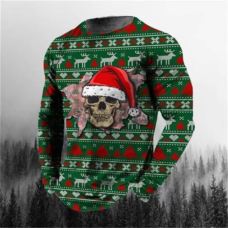 Digitálně potištěné pánské 3D potištěné s dlouhým rukávem podzimní a zimní ležérní pánské oblečení tričko