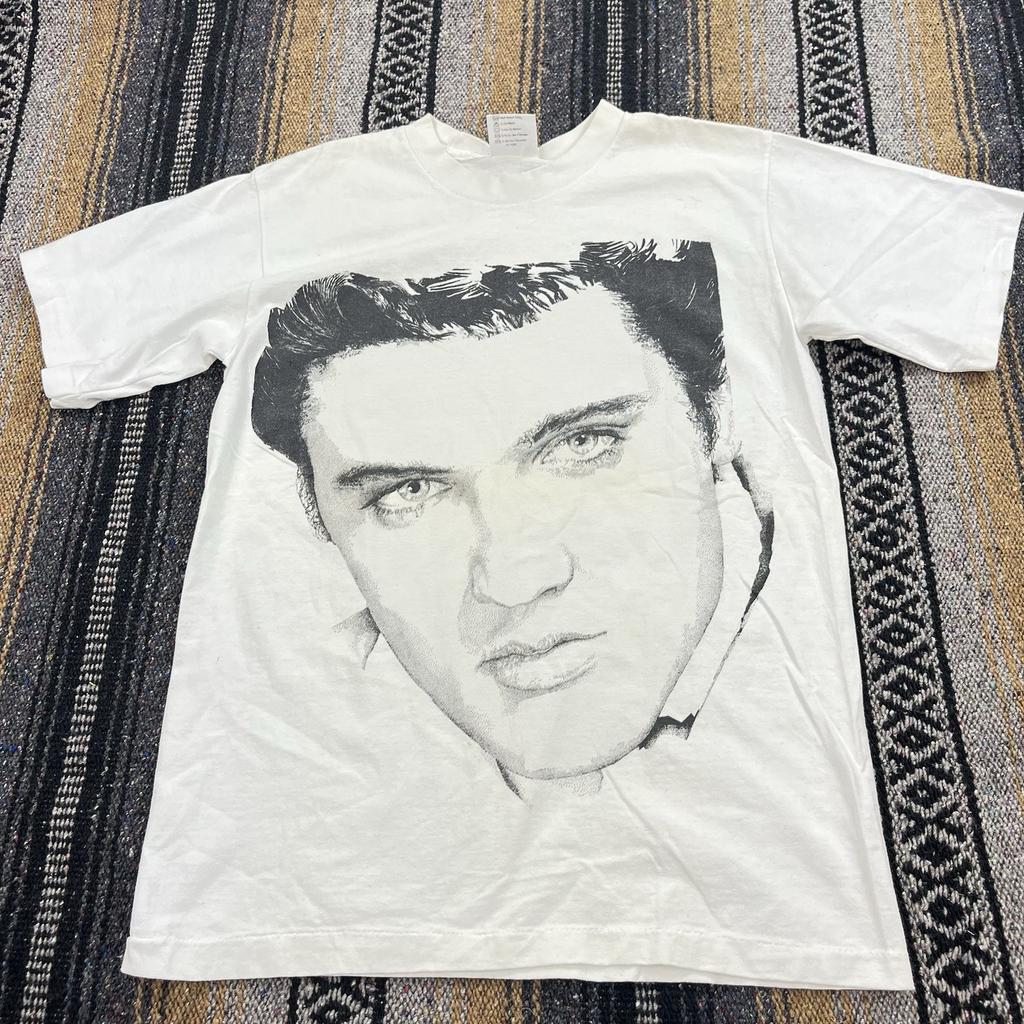 Vintage Elvis Presley Single Stitch T Shirt White Portrait Size Large Made USA