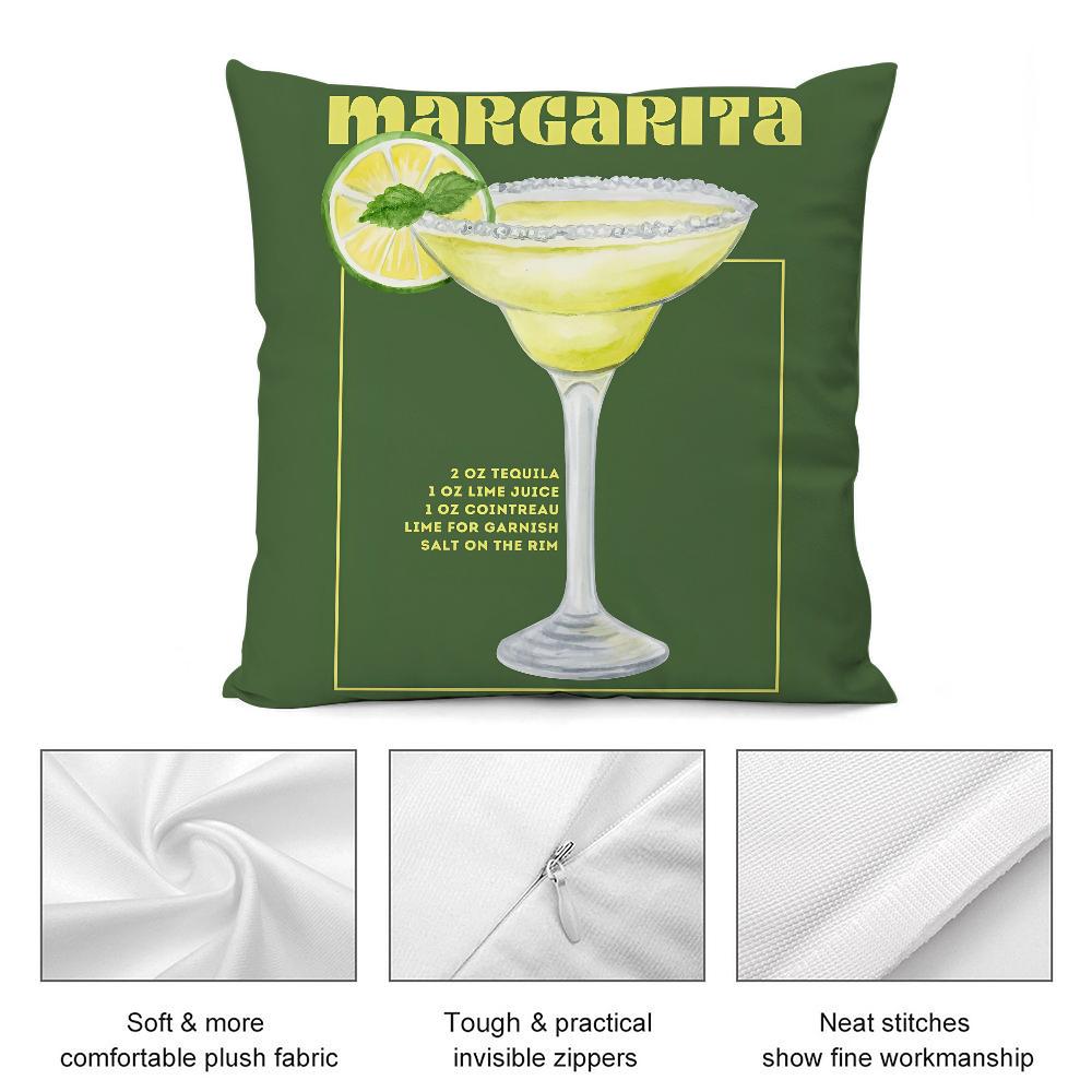 Margarita Cocktail Art Pillow Case Short Plush Pillow Covers Sofa Decorative Gift Home Double-sided Printing Cushion Cover