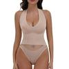 Shapewear Bodysuits for Women Sexy Sleeveless Halter Tops Summer V Neck Leotard Going Out Backless Bodycon One Piece Body Shaper