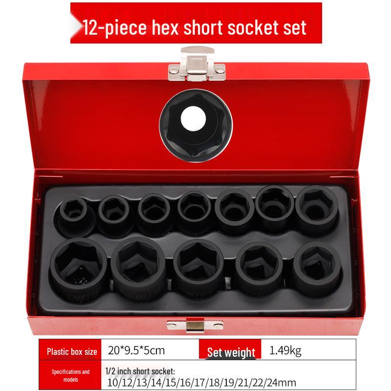 12-Piece Thickened Hex Impact Socket Set for Electric/Pneumatic Wrenches
