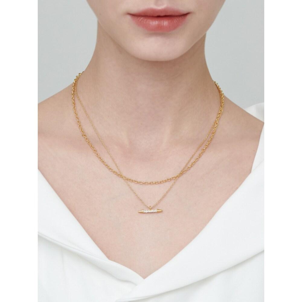 Urban Cubic Bar Layered Necklace Elbrnn163