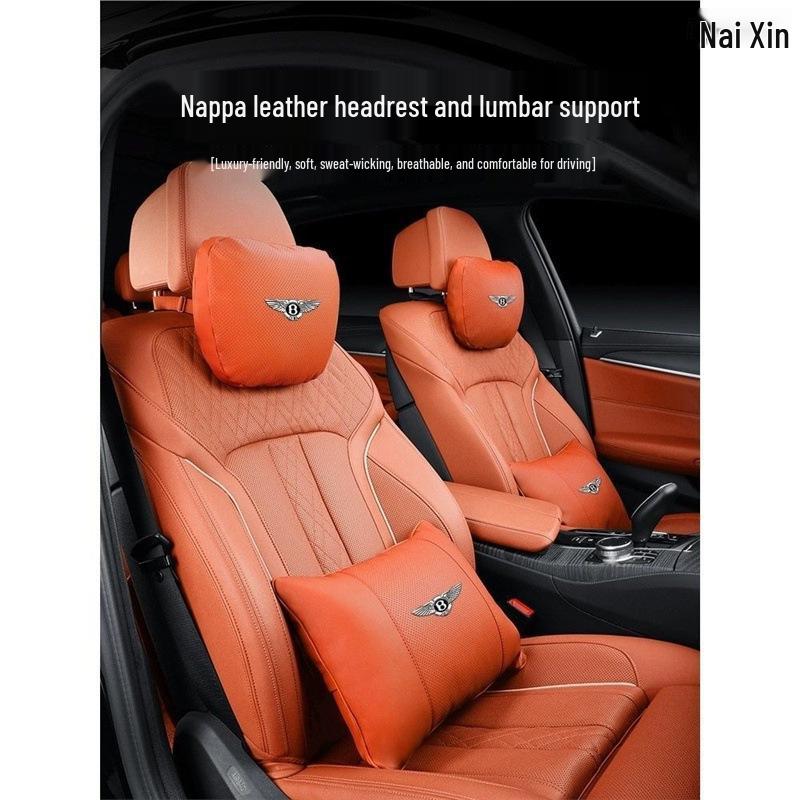 Pravá kůže opěrka hlavy, bederní opěrka a polštářek na krk pro interiéry Bentley Continental, Bentayga, Flying Spur a Mulsanne.