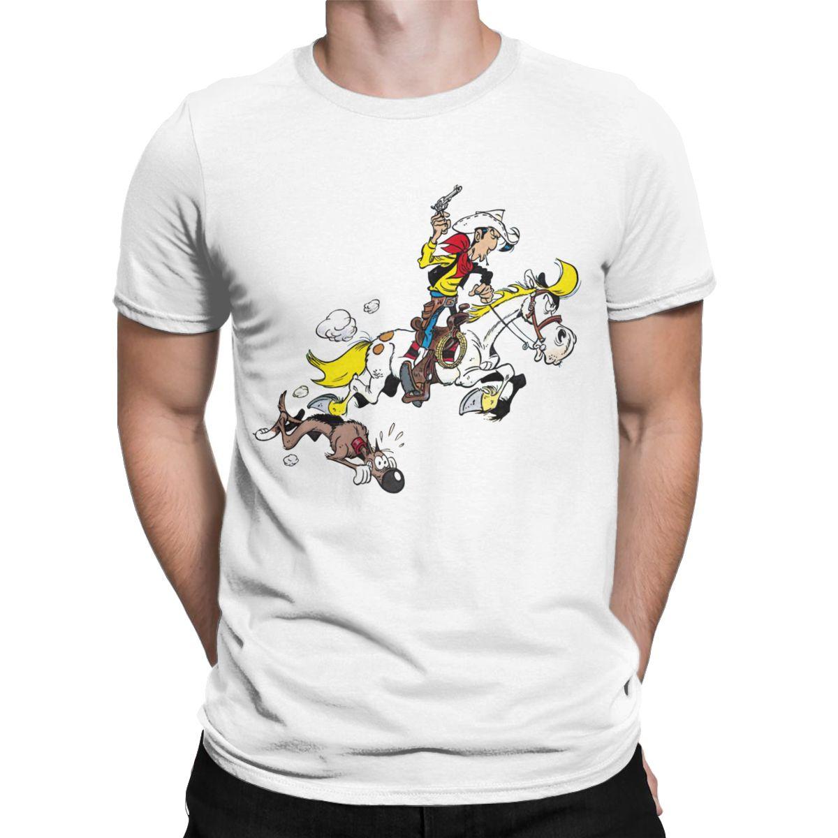 

Men s Lucky Luke Jolly Jumper T Shirts Pure Cotton Clothing Novelty Short Sleeve Round Collar Tees Plus Size T-Shirts S