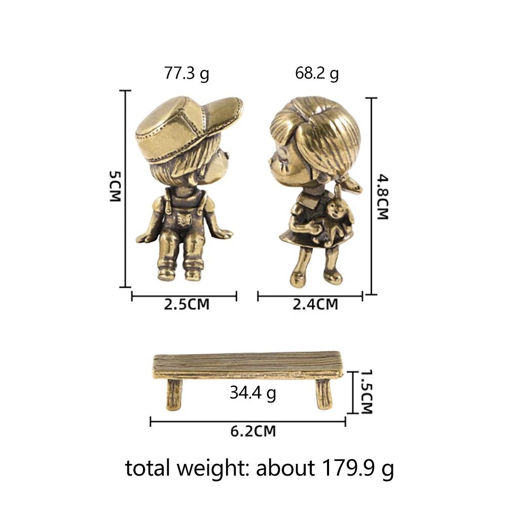 Urocze Ozdoby z Mosiądzu dla Dziecięcych Sympatii Chłopiec Dziewczynka Mały Stołek Metalowe Figurki Dekoracje do Sypialni Walentynkowe Prezenty Miłości