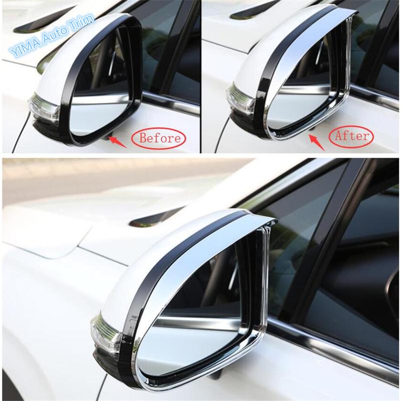 Car Rearview Mirror Rain Shade Rainproof Blades Cover Trim For Hyundai Santa Fe    ABS Chrome Exterior Accessories