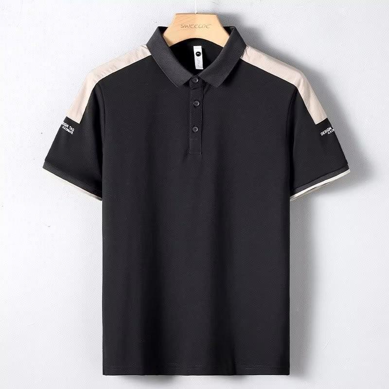 Cămașă polo cu rever la modă pentru bărbați, cu mânecă scurtă, slim fit