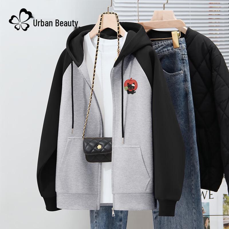 Dushi Liren Women's Loose Hooded Raglan Cardigan Sweatshirt