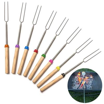 Telescopic BBQ Fork Marshmallow Roasting Sticks 1pcs Skewers for Barbecue Hot Dog Camping Picnic Outdoor Cooking