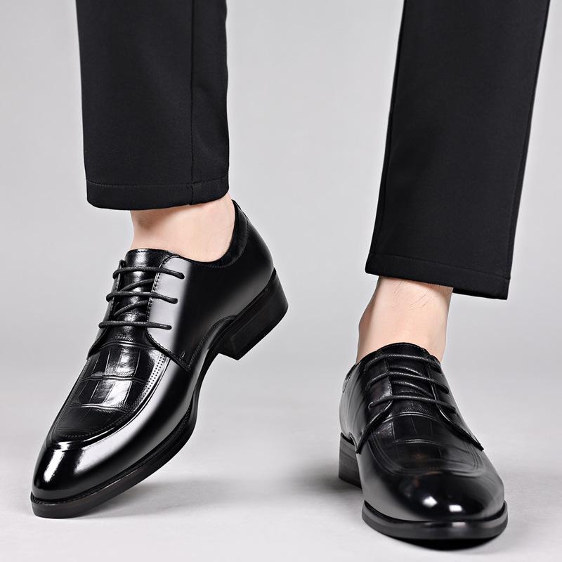 Black Genuine Leather Shoes Men Spring Autumn New Designer Wedding Shoes Male Lace Fashion Casual High Quality Dress Shoe Man