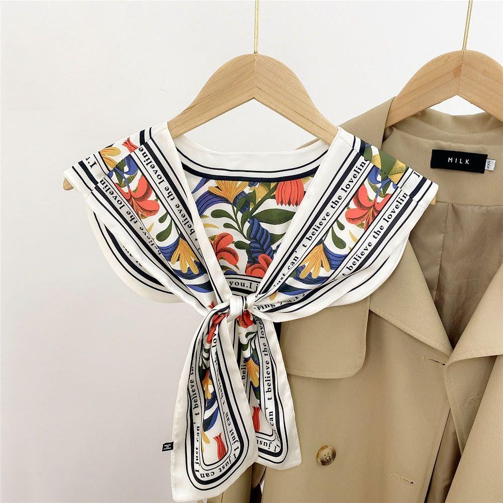 Cloak Oil Painting Shawl with Tie Multicolor Breathable Sle Silk Scarf Short Fake Collar Decorative Air Conditioned Room