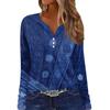 Women's T Shirt Tee Button Print Long Sleeve Daily Weekend Fashion Basic V-Neck Regular Top