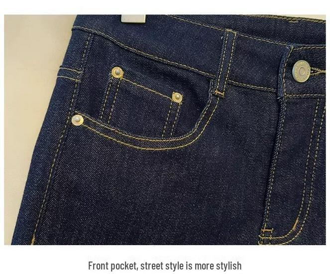 2025 Woodpecker Women's Narrow Leg Cropped Cigarette Jeans with Rolled Hem and Turn-Up Design