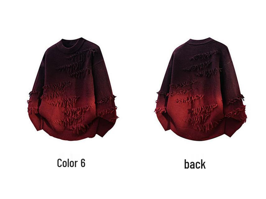 Farbverlauf Strickpullover: Trendiger lässiger Pullover mit Rundhalsausschnitt für Jugendliche