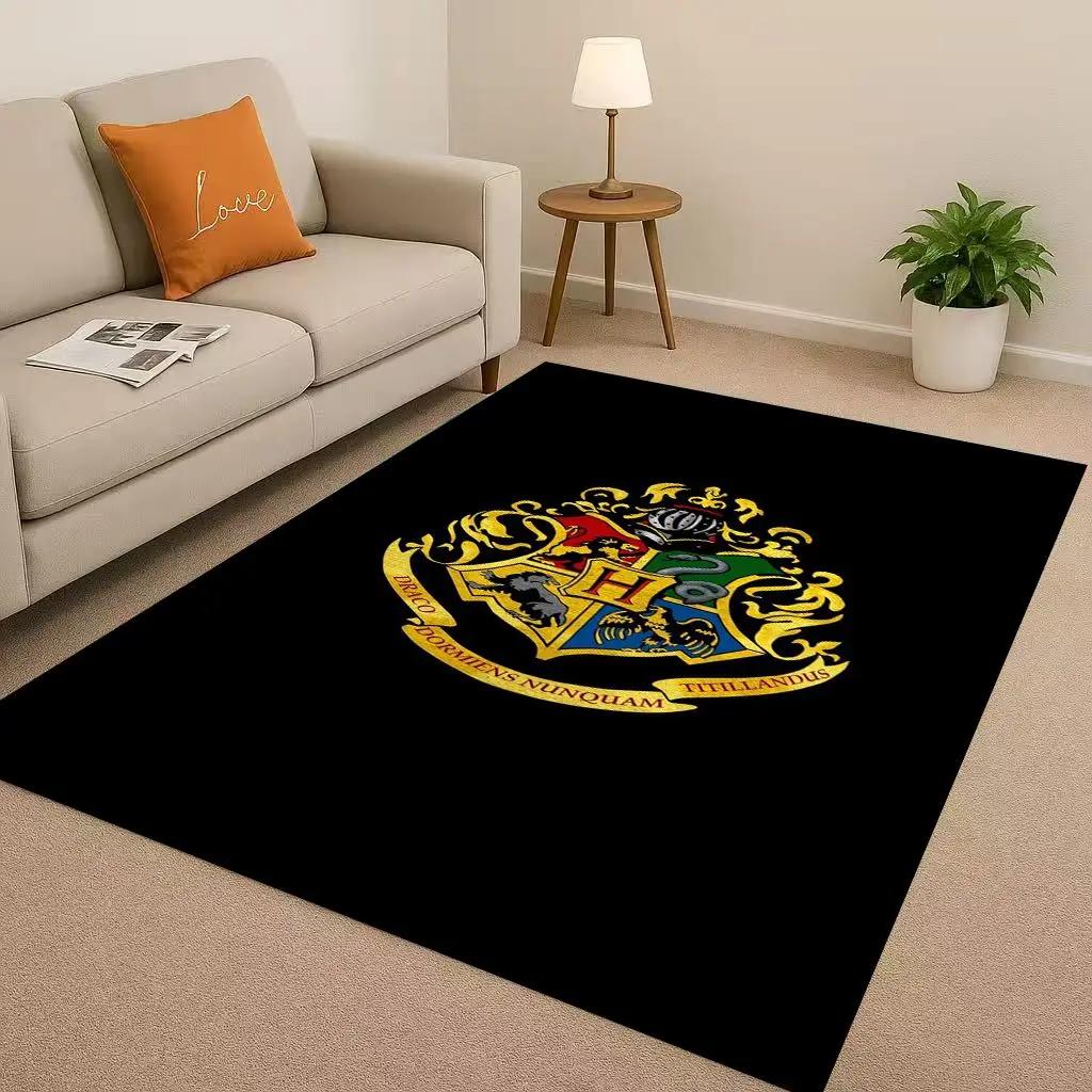 HD H-Hogwarts Sign Cartoon Living Room Non-Slip Area Rug Soft Carpet For Bedroom Playroom And Sofa,Easy Clean Home Decor Doormat
