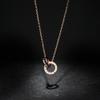 Titanium Steel Necklace Women'S Double Ring Roman Digital Rose Gold Collarbone Chain Cold Wind Simple Design Feeling Neck Chain