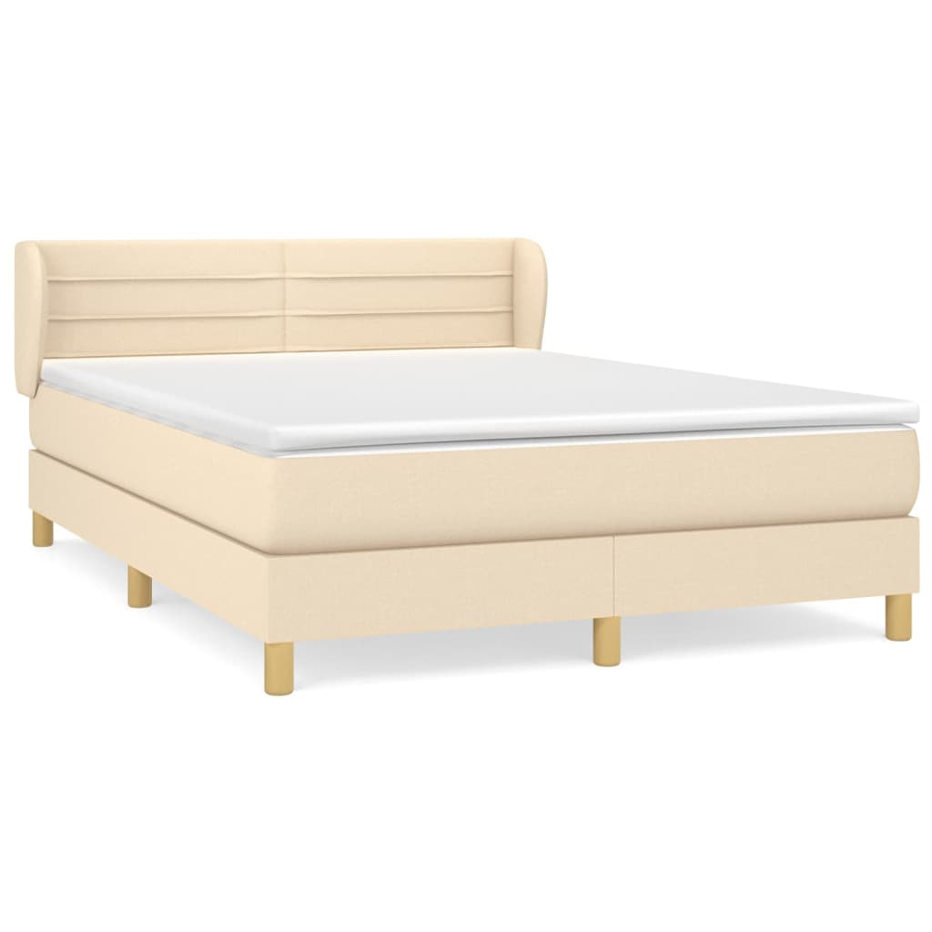 Vidaxl Continental Bed with Mattress, Cream, Fabric, 140X200 Cm