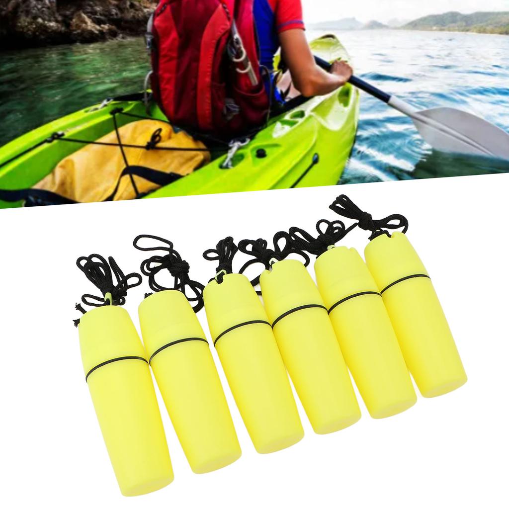 6 Stück Kajak-Behälterflasche ABS Wasserdicht Tragbar Kajak Versiegelte Flasche Trockenbehälter mit Hakenleine zum Tauchen Schnorcheln Surfen Kajakfahren Bootfahren
