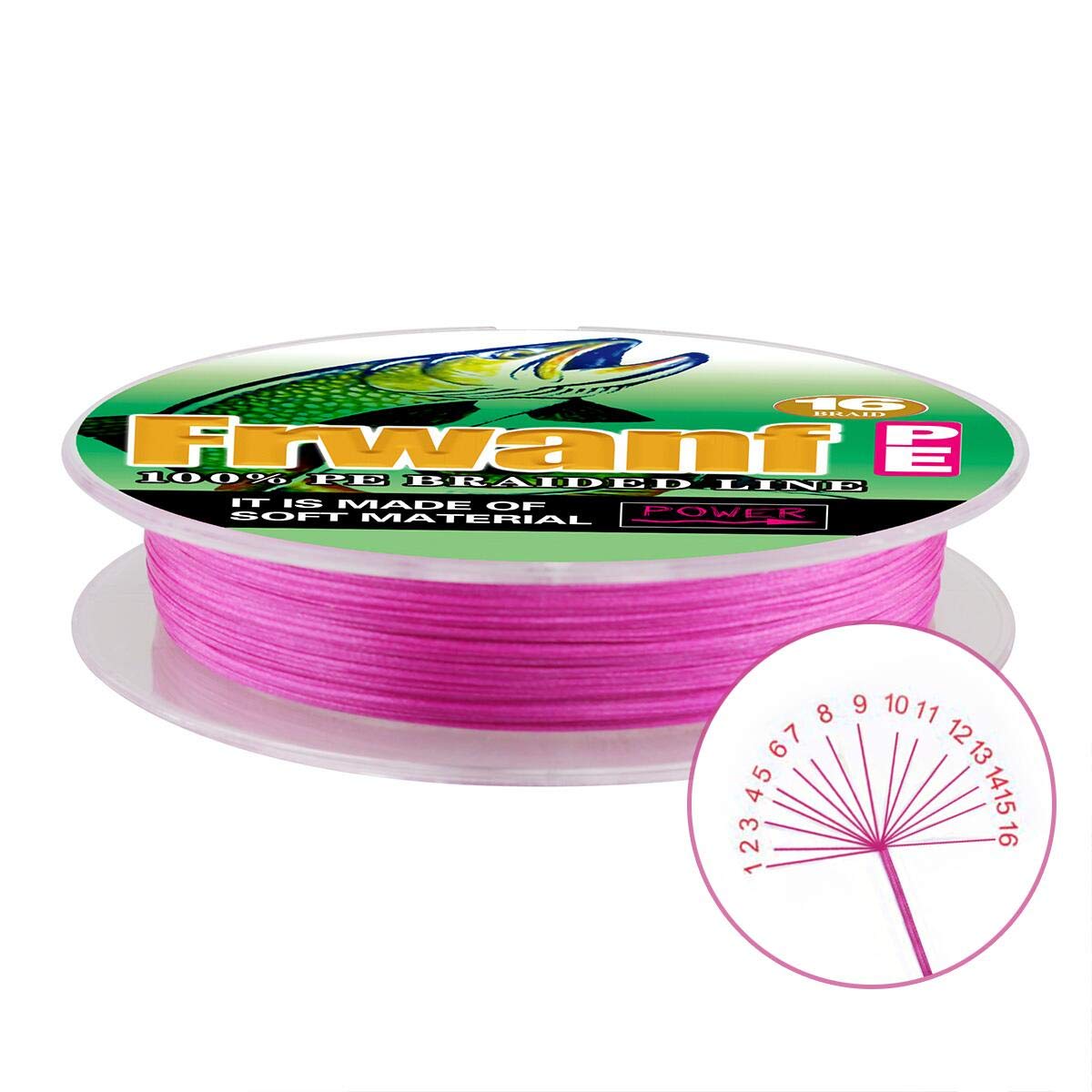 

Frwanf Fishing Super Strong Solid Pink Line, X16, 300m,