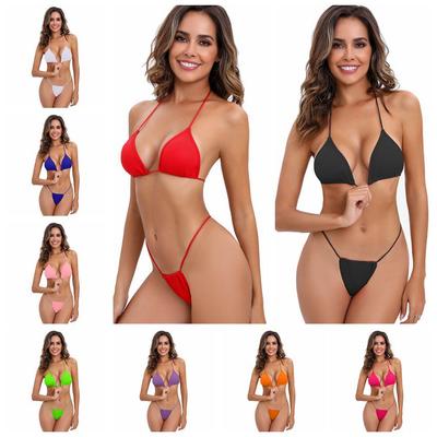 2025 Bikini Moderne à Lacets Couleur Unie Maillot de Bain Deux Pièces - Ensemble pour Femme Élégant & Sexy