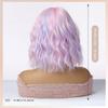 Pink Purple Mixed Blue Curly Wavy Synthetic Wigs with Bangs for Women Colorful Party Cosplay Natural Hair Wig Heat Resistant Use