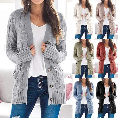 Womens Button Cardigan Sweater Coat Knit Oversized Sweater Long Sleeve Open Front Outwear Coat