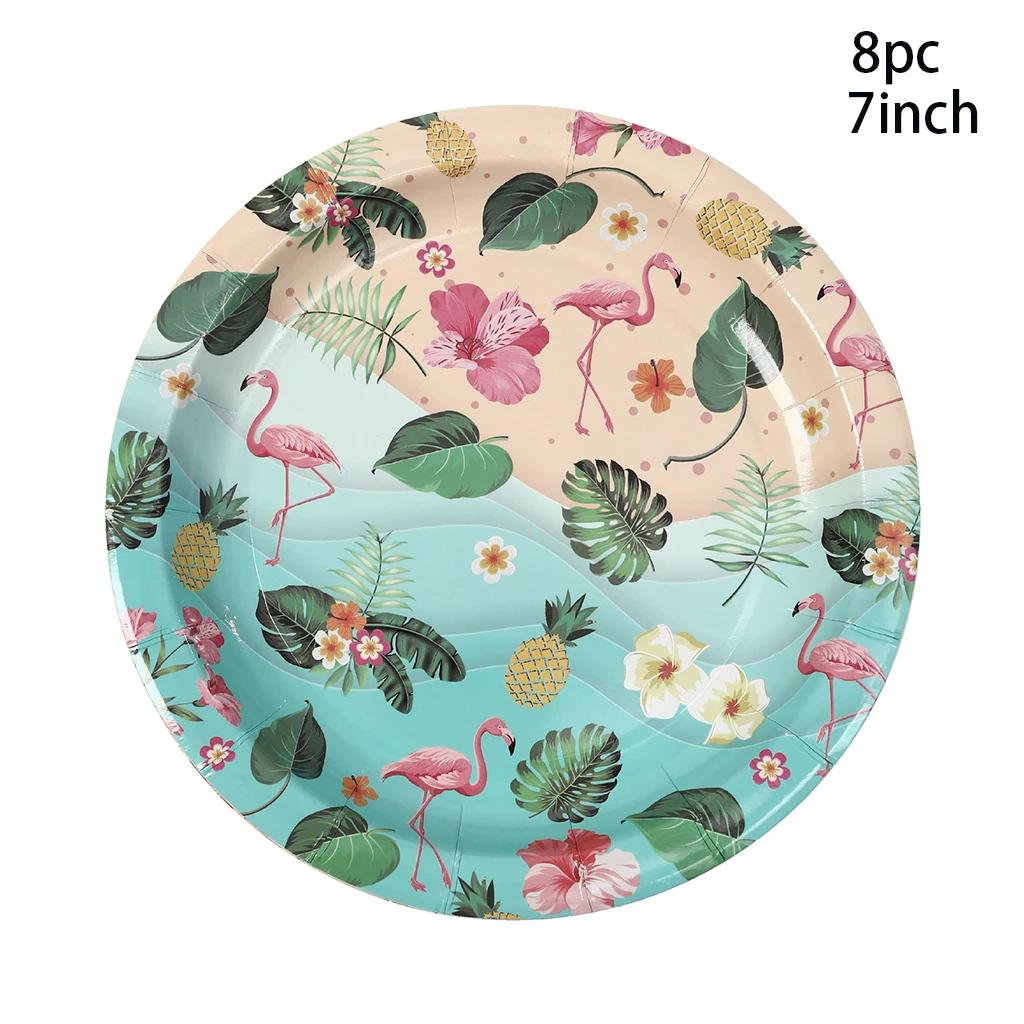 Hawaii Pineapple Disposable Tableware Summer Beach Party Supplies Pineapple Flamingo Plates Napkins Cup Hawaiian Party Decor