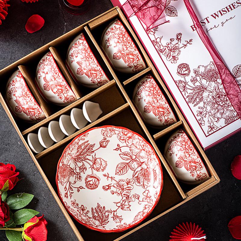 Romantic Rose Ceramic Dinnerware Gift Set