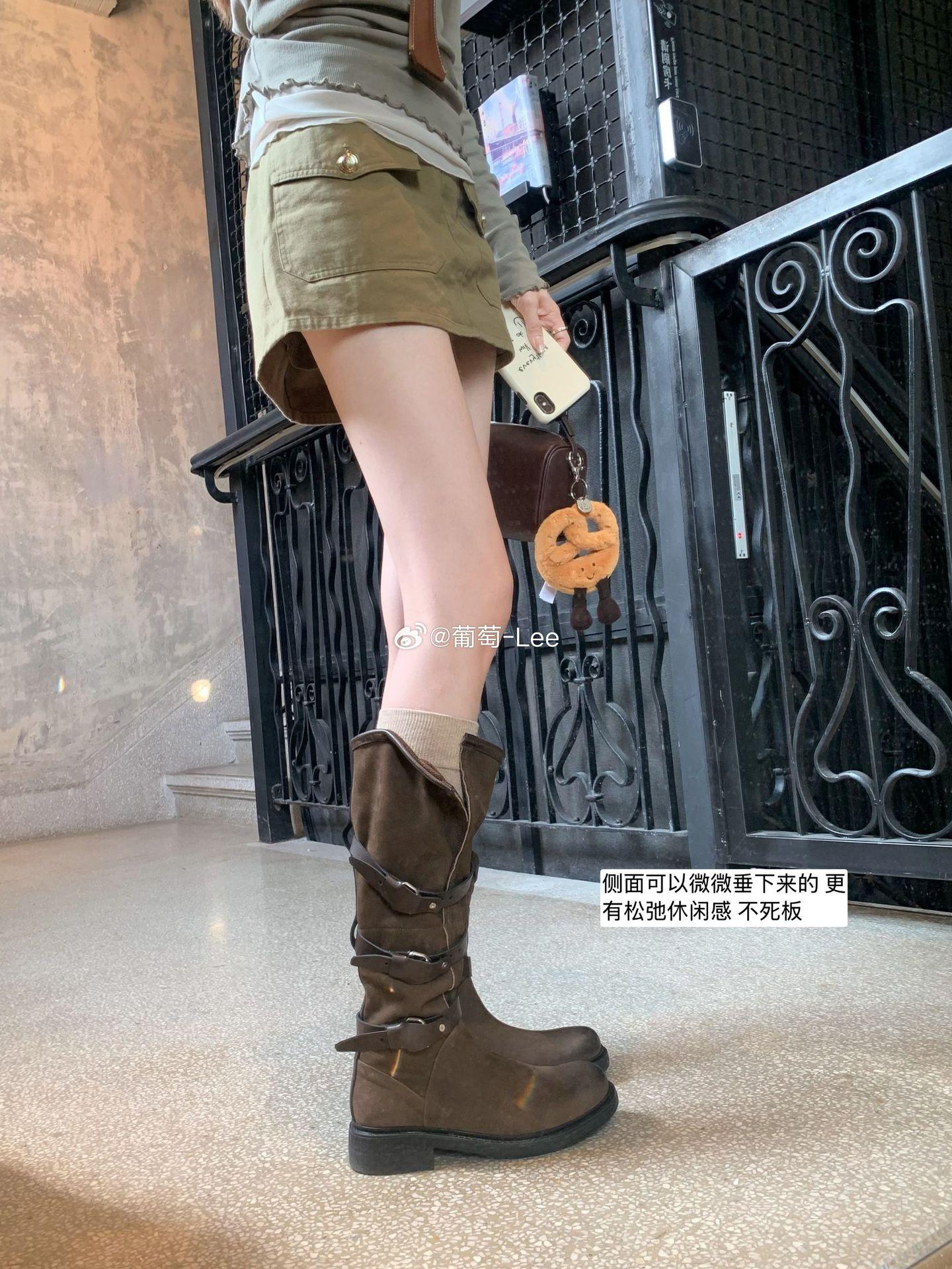 

Cowhide Western Cowboy Boots Women s Trendy Belt Buckle Side Zipper Coarse Heel Tall Knight Boots Vintage Strap Boots Women 40 коричневый