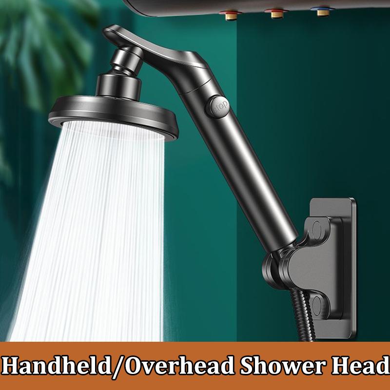 Adjustable Handheld Overhead Spray Dual-use Shower Head Rotatable Elbow Shower Head Set Booster Large Water Output