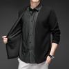 Wool Mulberry Silk Business Casual Fake Two-Piece Knit Shirt Shirt Collar, Long-Sleeve Middle-Aged Jacket, Knit Cardigan