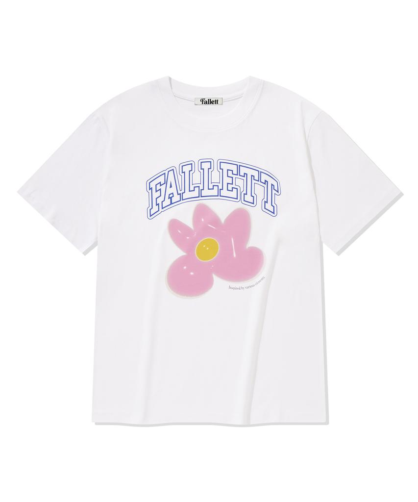 FALLETT Balloon Flower Short Sleeve T-Shirt White