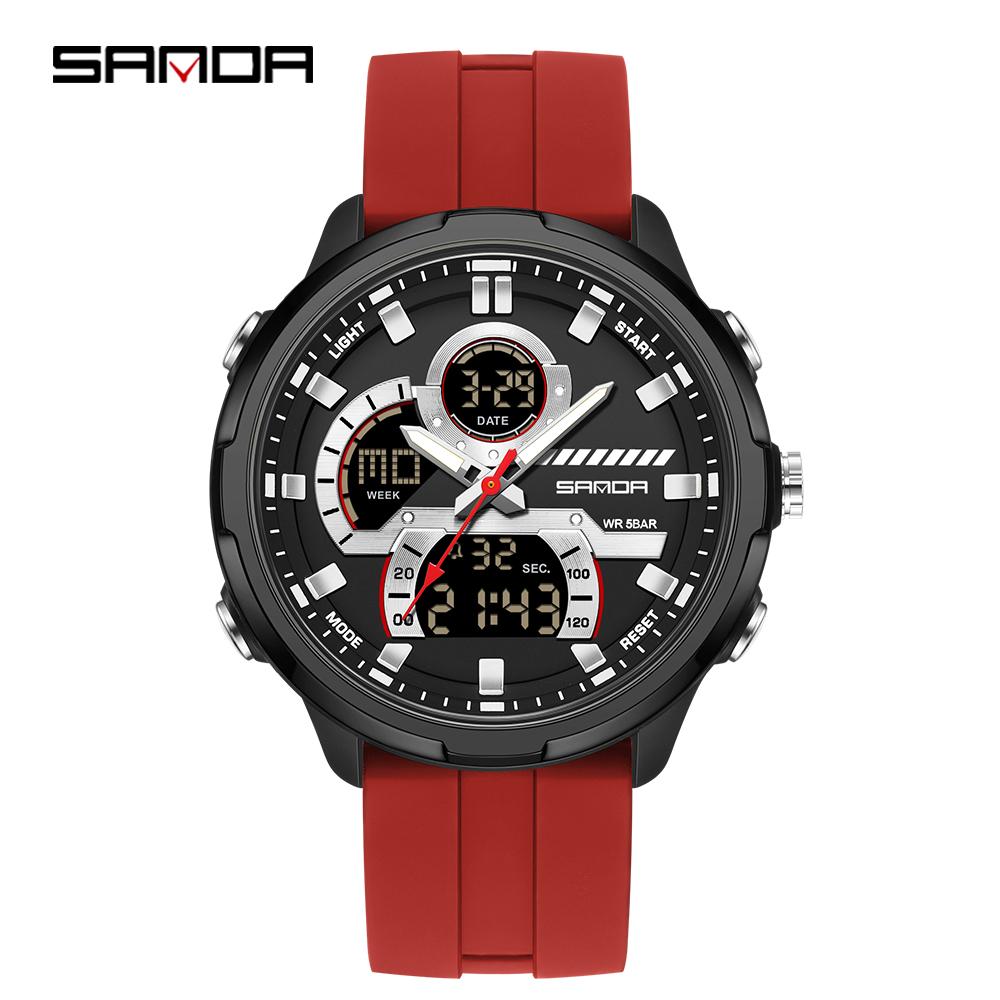 Electronic Watch Men's Dual Display Dial 5ATM Waterproof Night Light Stopwatch Multifunctional Sports Electronic Watch