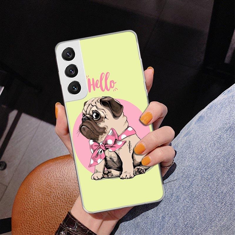 

Love Pugs Cute Dog Phnoe Case for Samsung Galaxy S26 S25 Edge S23 S24 Ultra S22 Plus S21 S20 FE Unique Cover Soft Coque Galaxy S Samsung S26
