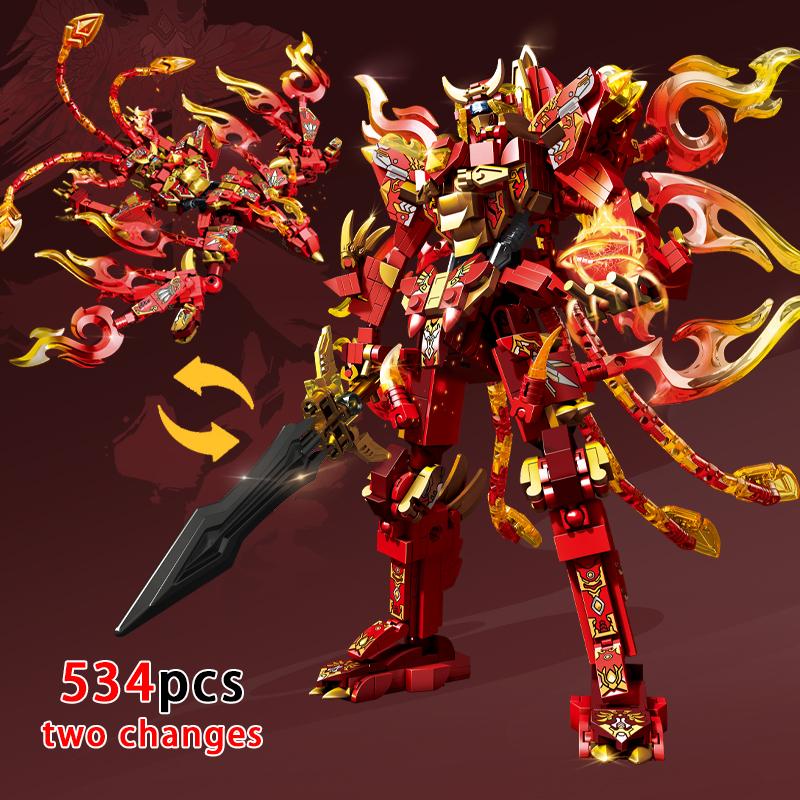 Kituri Creative Blocuri de Construcție Robot Transformator Animal Tigru Dragon Mecha Model Cărămizi Ornamente Jucării pentru Băieți Cadouri de Ziua de Naștere