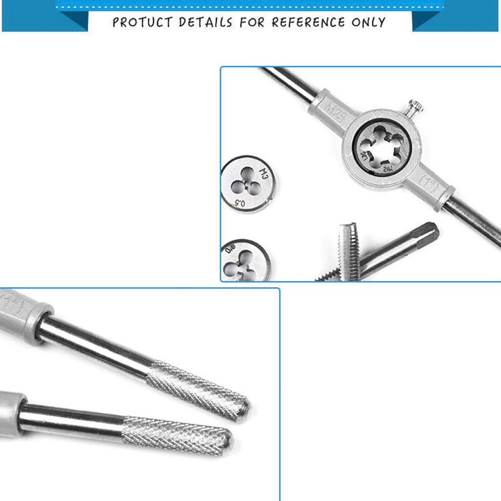 12/20PCS Tap and Die Set Metric Wrench Cut M3-M12 Hand Threading Tool Tungsten Carbide Tap Die Screw Thread Tool Bit Set