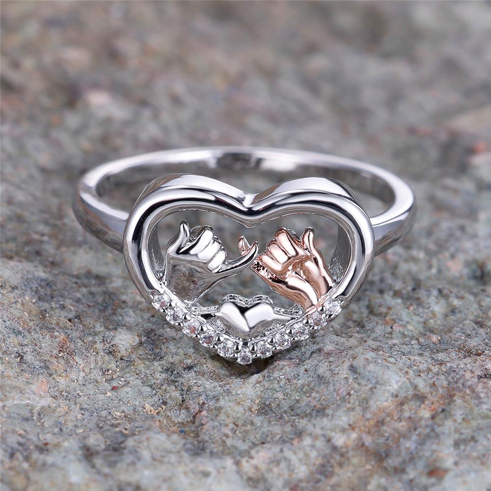 

Cute Female White Zircon Stone Heart Engagement Ring Vintage Silver Color Wedding Jewelry For Women 7