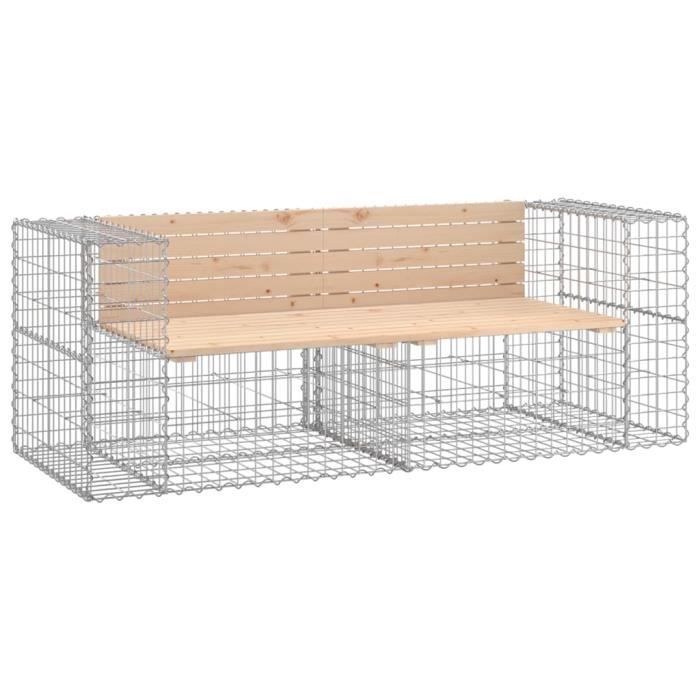 VidaXL Banc de jardin design gabion 184x71x65,5 cm bois massif de pin 3196236