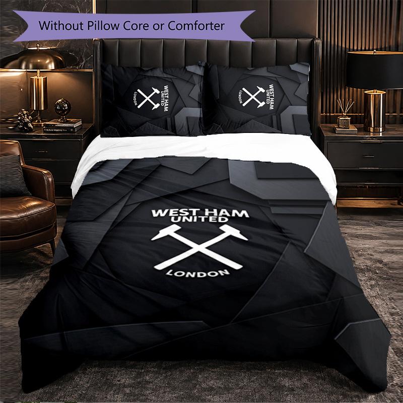 West Ham United Calcio Set Biancheria da Letto 3 Pezzi Morbido Set Copripiumino con Federe Set Decorazione Camera da Letto per la Casa
