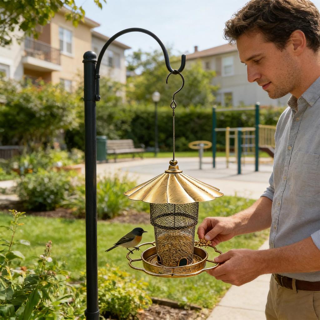 Bird Feeder For Outdoors Squirrel Proof Metal Feeding Station Large Capacity Hangable Heavy Duty Bird Feeder With Roof