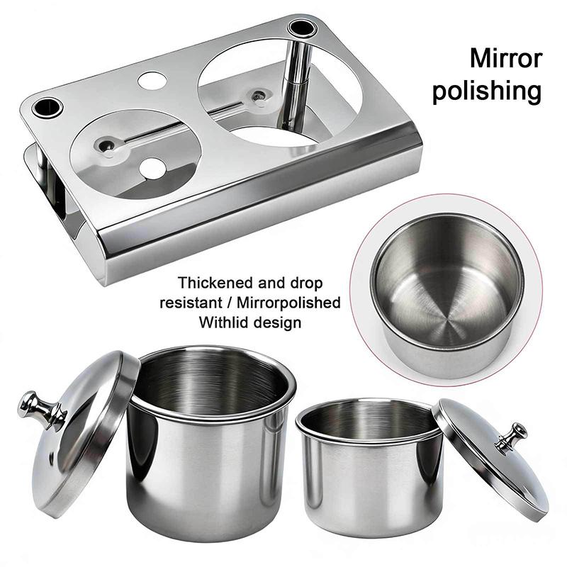 2 Stück/Set Maniküre Acryl Flüssigpulver Edelstahlbehälter Schale Dappen-Schale Desinfektionsbecher mit Deckel Nagelkunstwerkzeug