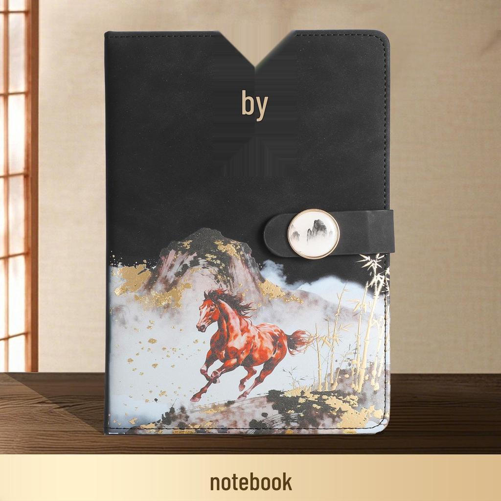 Chinese Red Cultural Laptop Gift Set: Year of the Horse Notebook & High Appearance Business Accessories