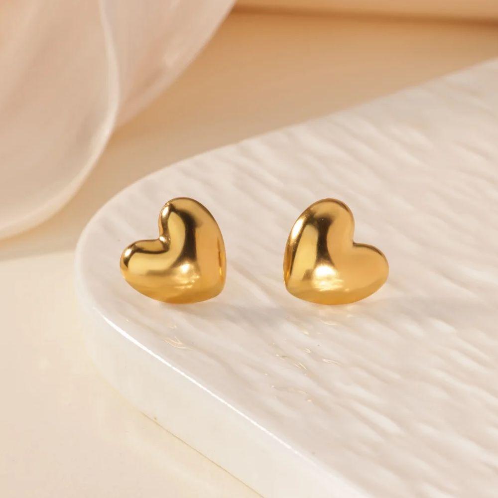Stainless Steel Heart Stud Earring for Women 18K Gold-plated Earring Summer Vacation Wedding Jewelry Festival accessories Gifts